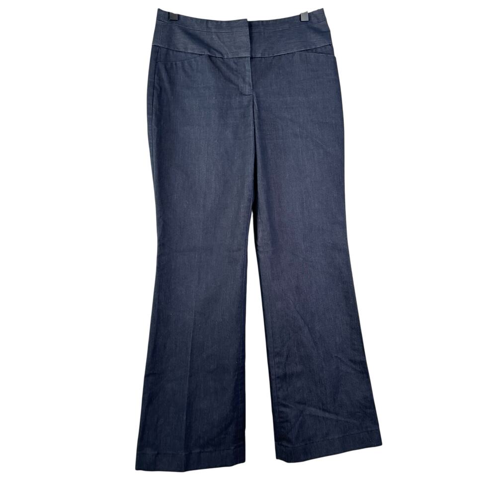 Express Editor Flared Pants Womens Size 00R Navy Blue Mid Rise Corpcore Work